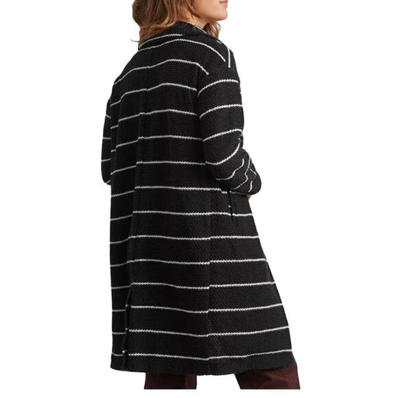 Marine Layer Open Front Cardigan Black White Stripe NWT XS - Picture 4 of 9